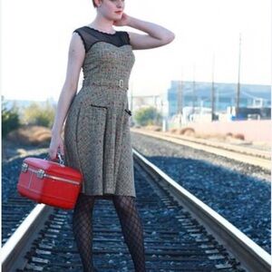 Effie’s Heart Cotton Polka Dot Belted Mini Dress - Black Mesh, Size M